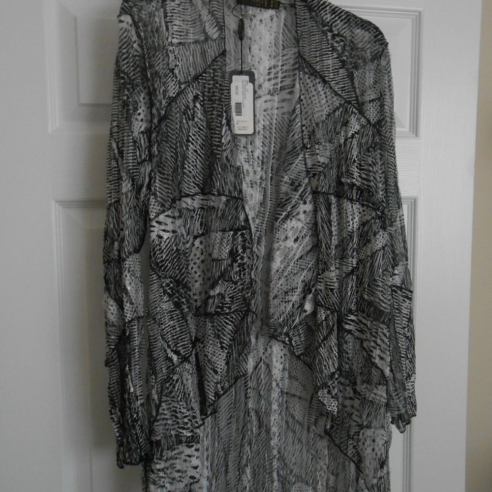 Picadilly Fashions NWT Sheer black & white with clear sequins jacket size Medium